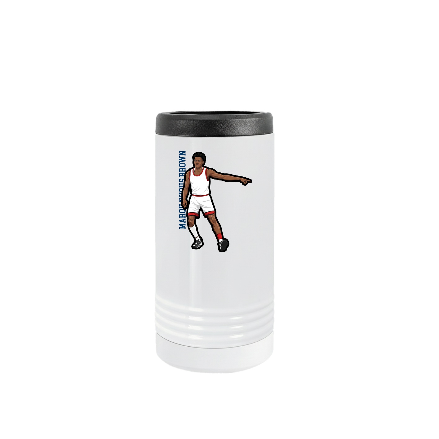 Slim Beverage Holder — Name Vertical in White