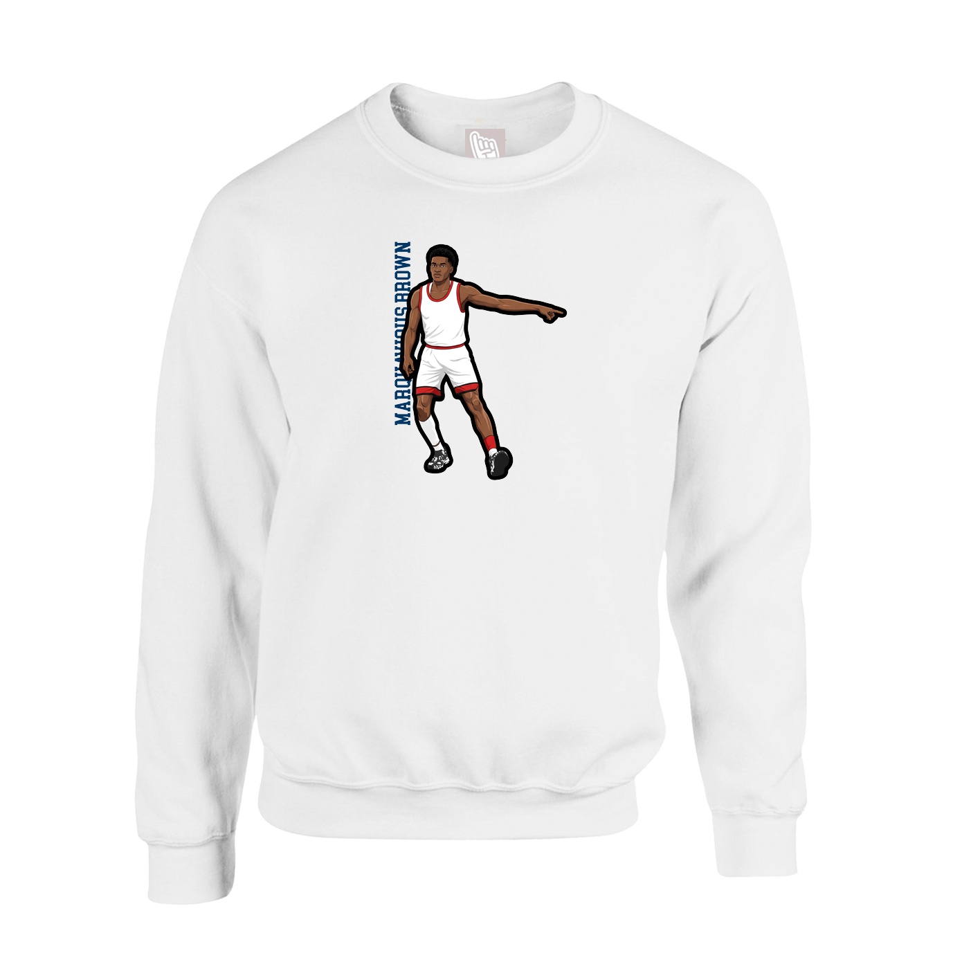 Fleece Crew — Name Vertical in White