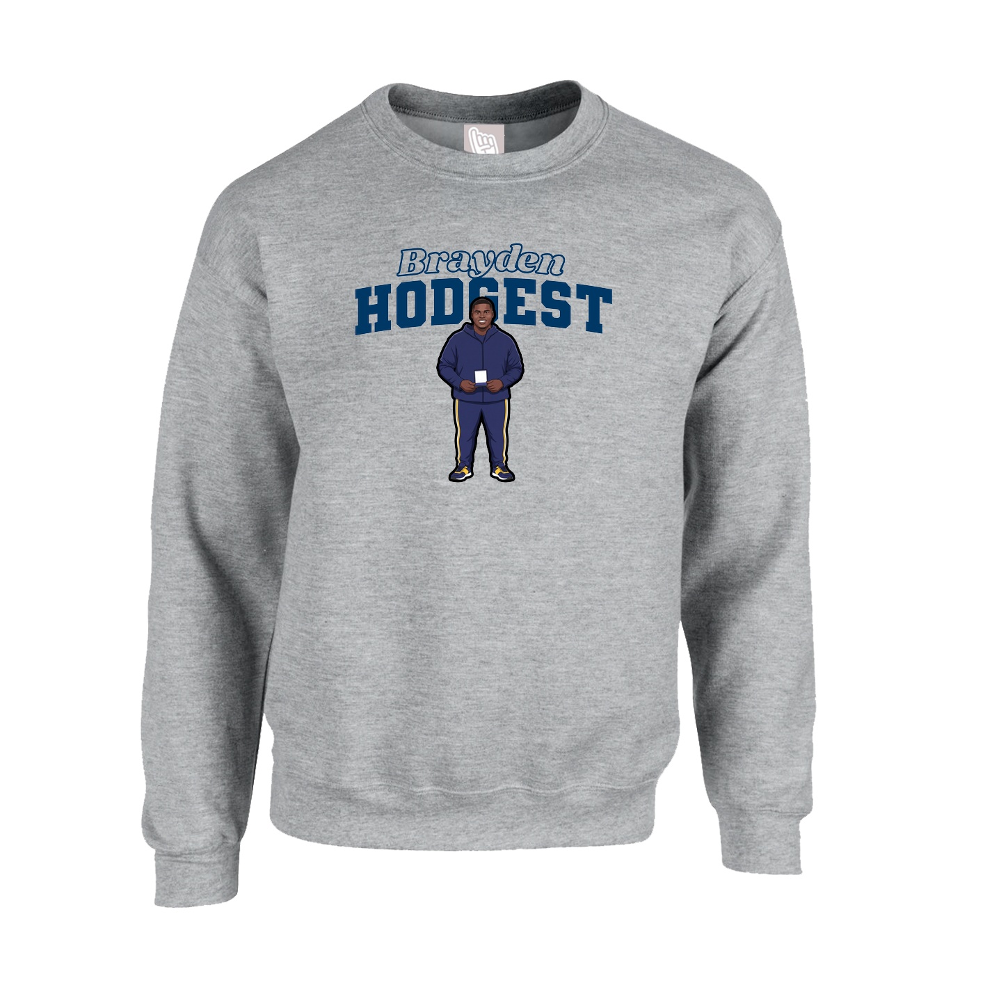 Fleece Crew — Name Arch in Grey