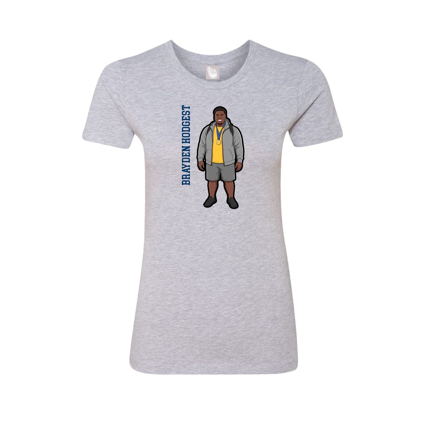 Fitted Women's Tee — Name Vertical in Grey