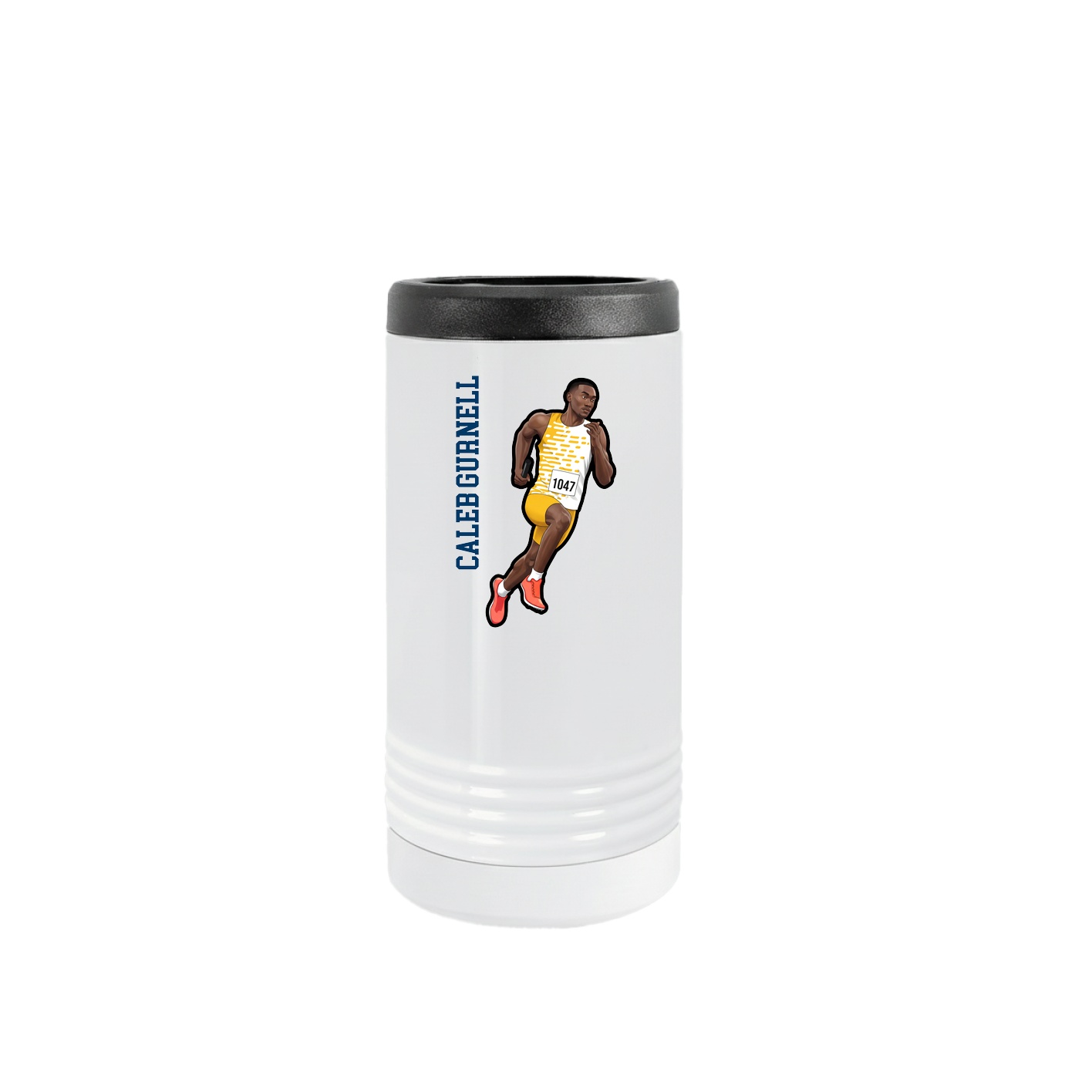 Slim Beverage Holder — Name Vertical in White