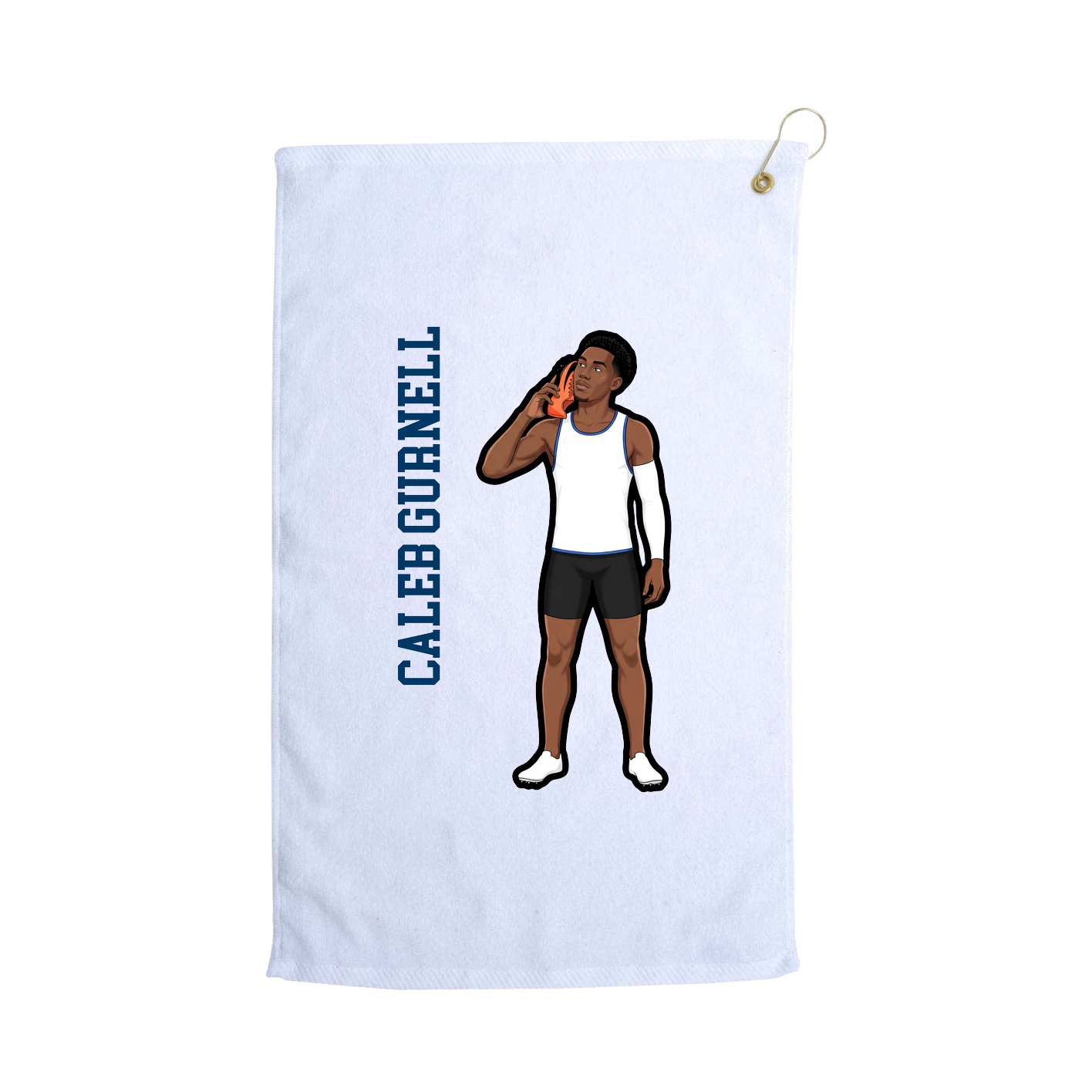Golf Towel — Name Vertical in White
