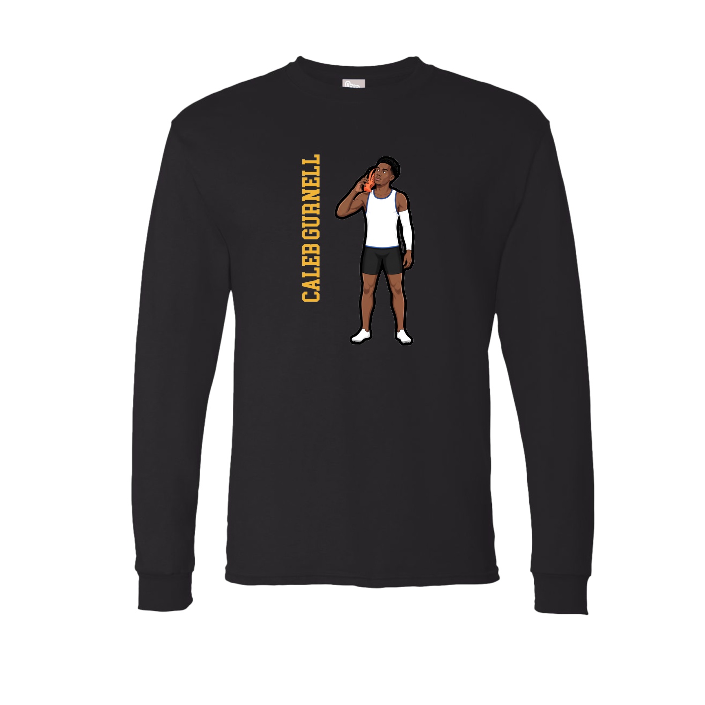 Long Sleeve Tee — Name Vertical in Black