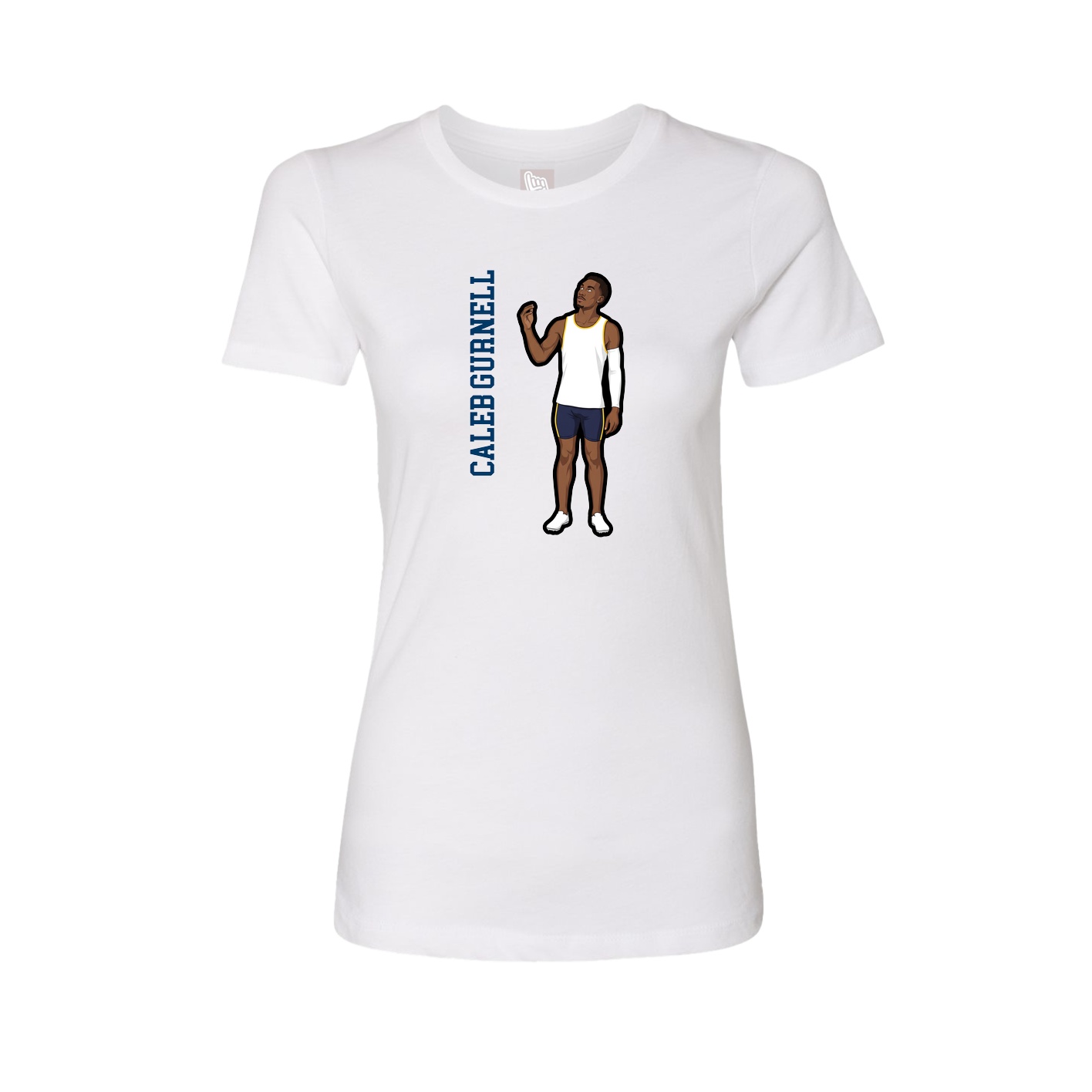 Fitted Women's Tee — Name Vertical in White