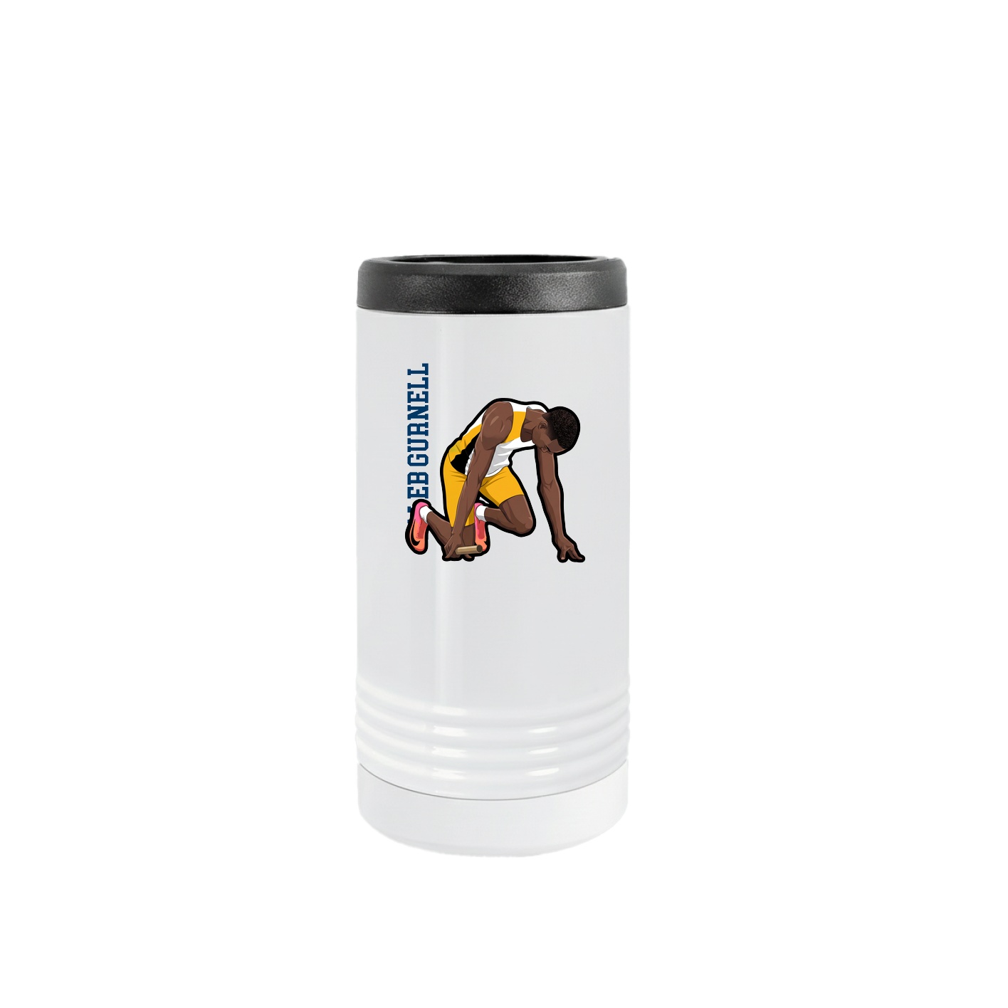 Slim Beverage Holder — Name Vertical in White