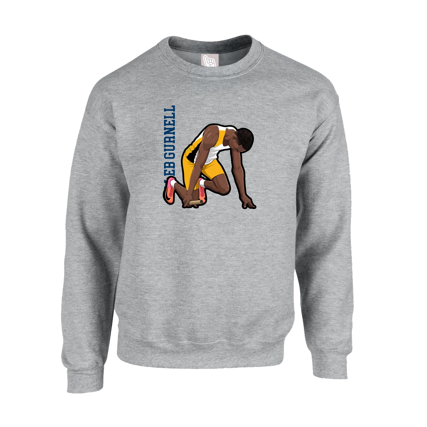 Fleece Crew — Name Vertical in Grey