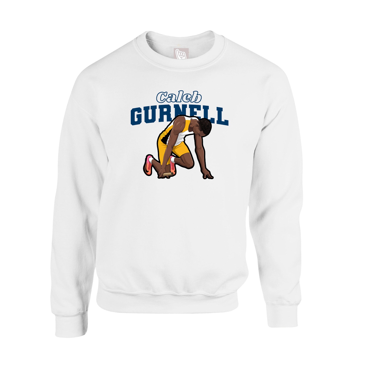 Fleece Crew — Name Arch in White