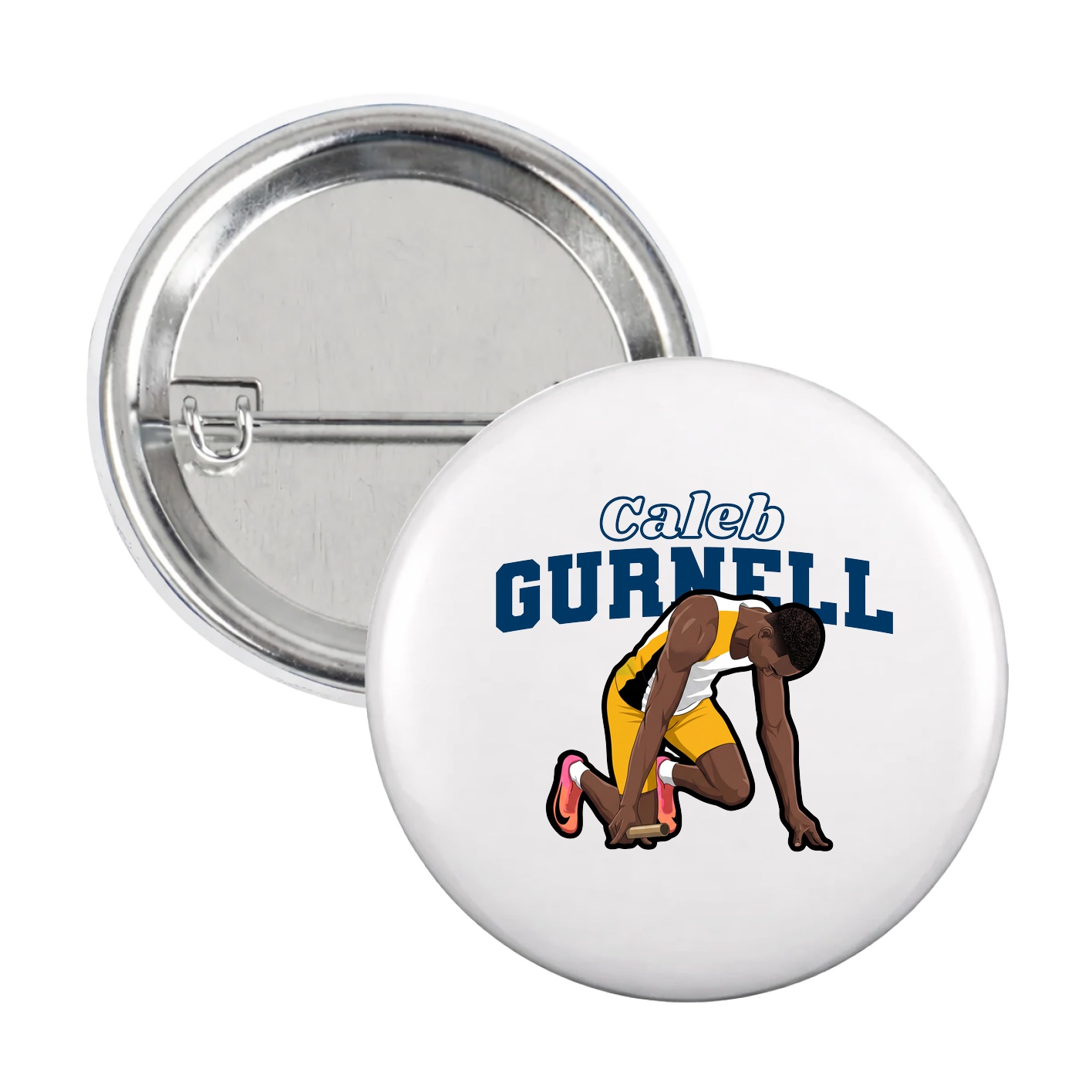 Game Day Button — Name Arch in White