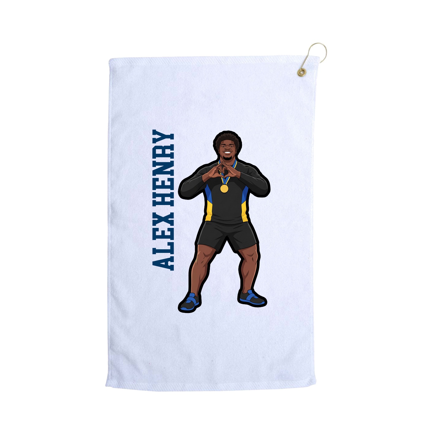 Golf Towel — Name Vertical in White
