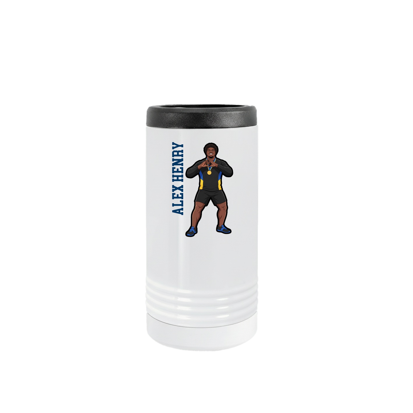 Slim Beverage Holder — Name Vertical in White