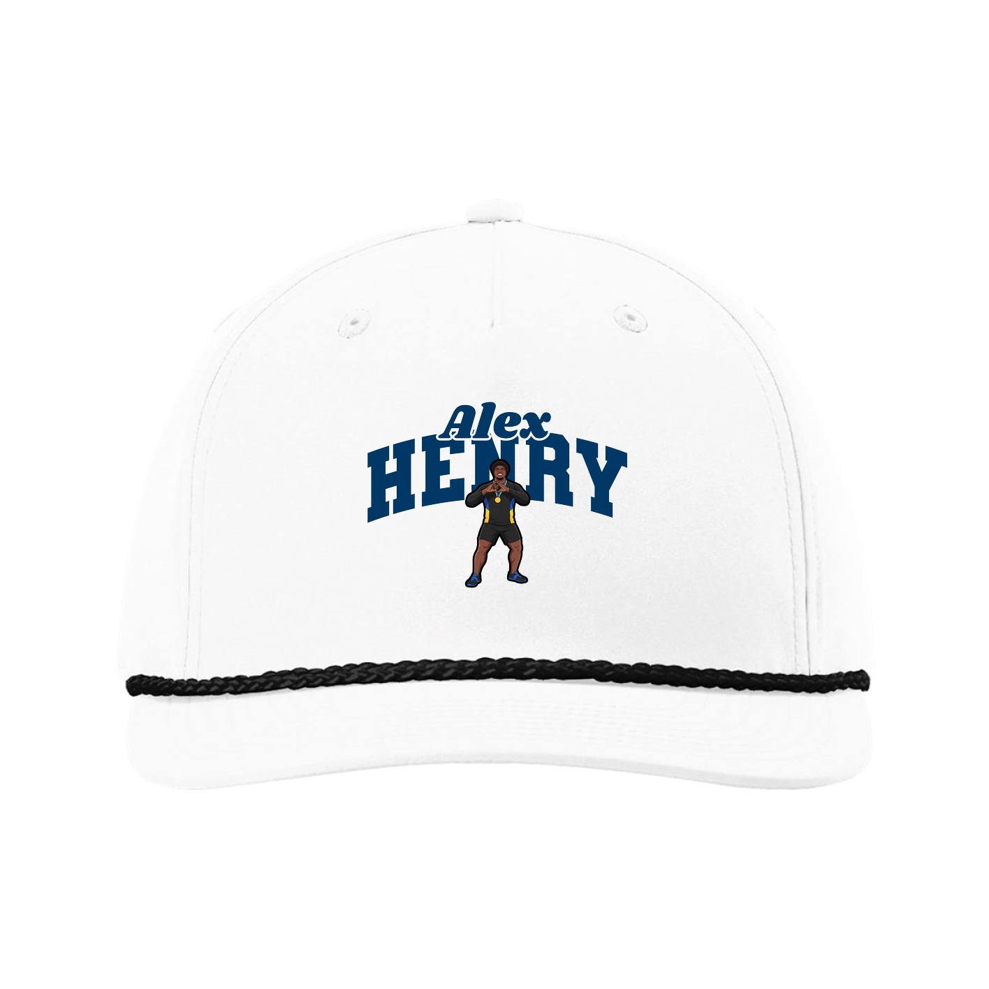 Five-Panel Classic Rope Cap — Signature Arch in White