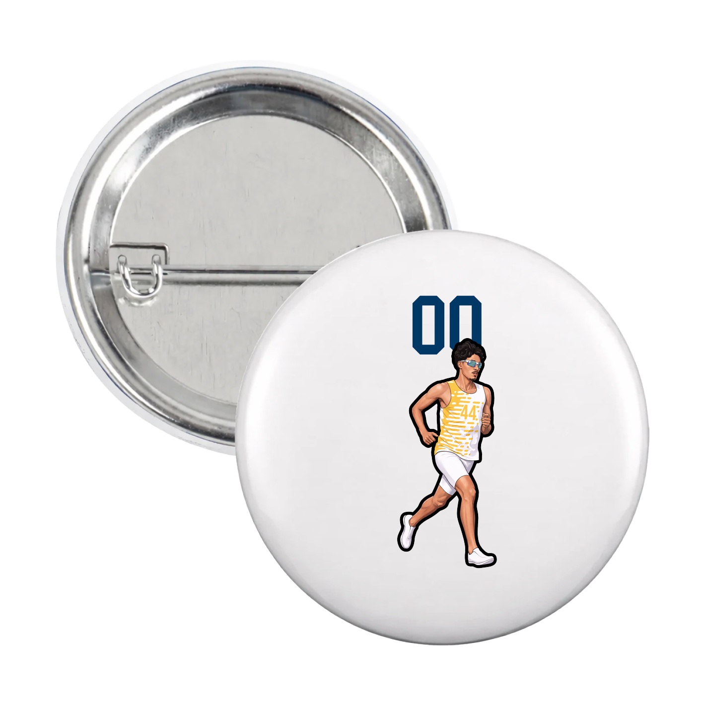 Game Day Button — Number Top in White