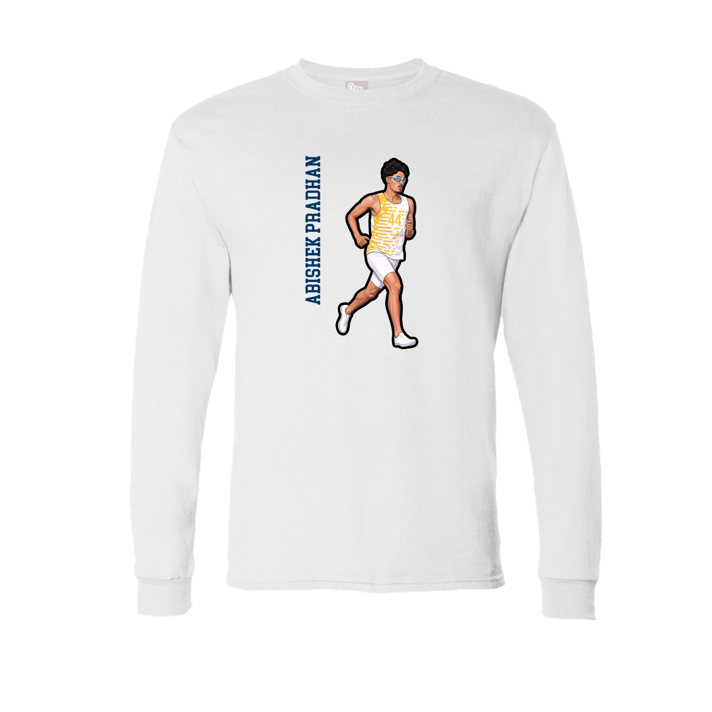 Long Sleeve Tee — Name Vertical in White