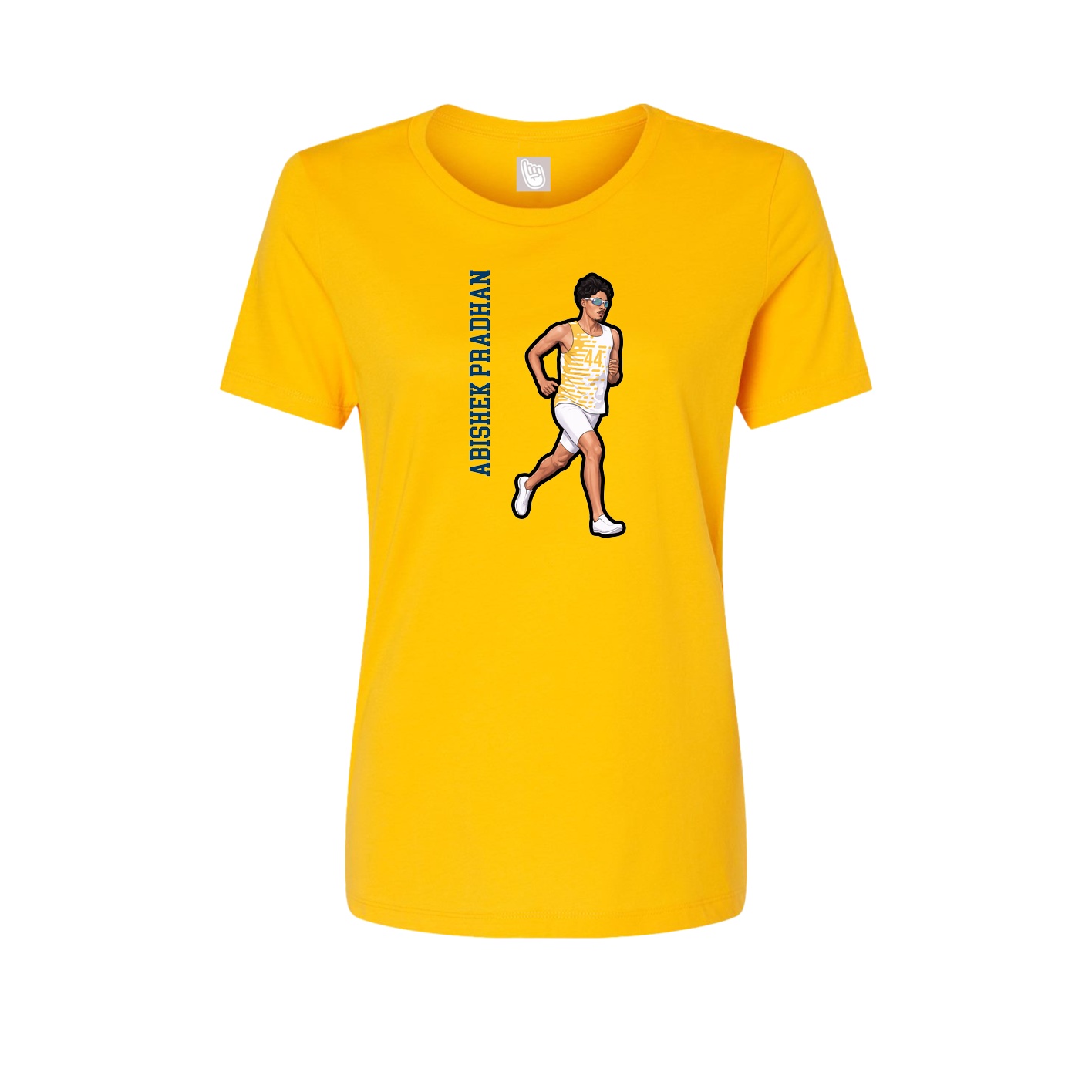Fitted Women's Tee — Name Vertical in Gold