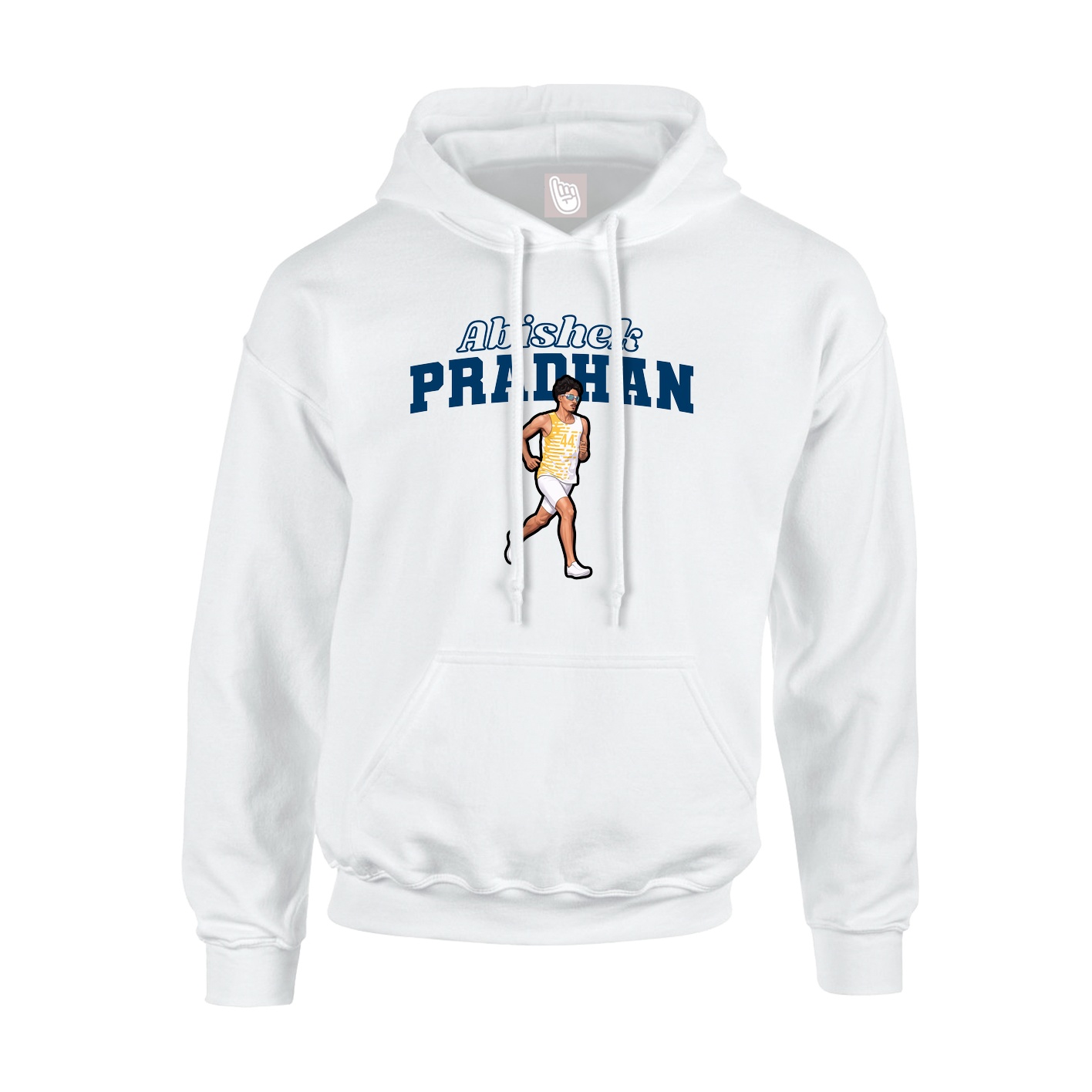 Youth Hoodie — Name Arch in White