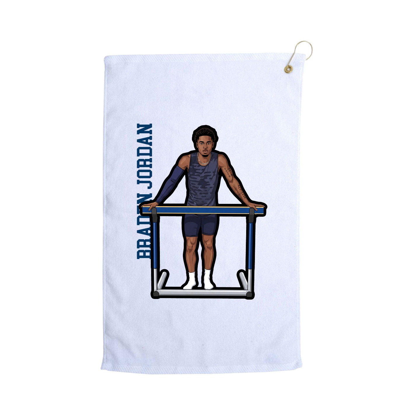 Golf Towel — Name Vertical in White
