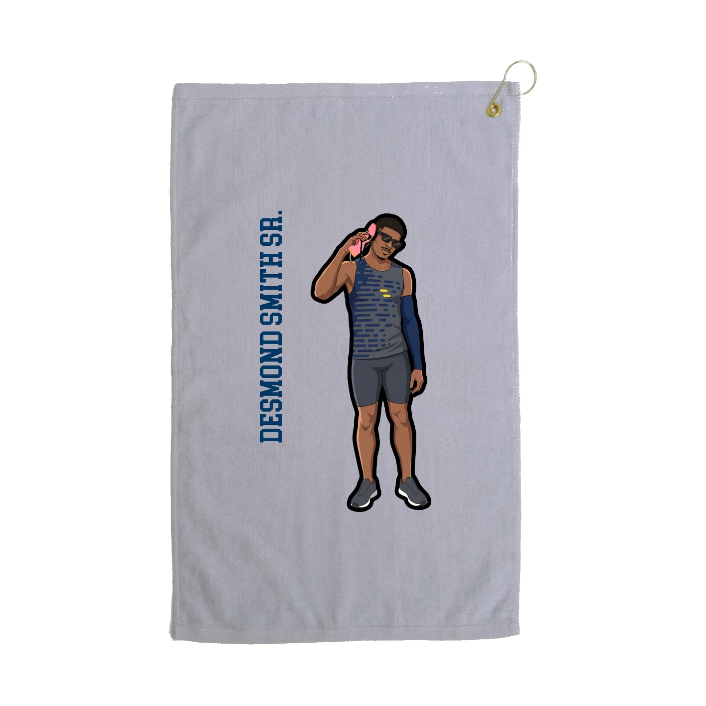 Golf Towel — Name Vertical in Grey