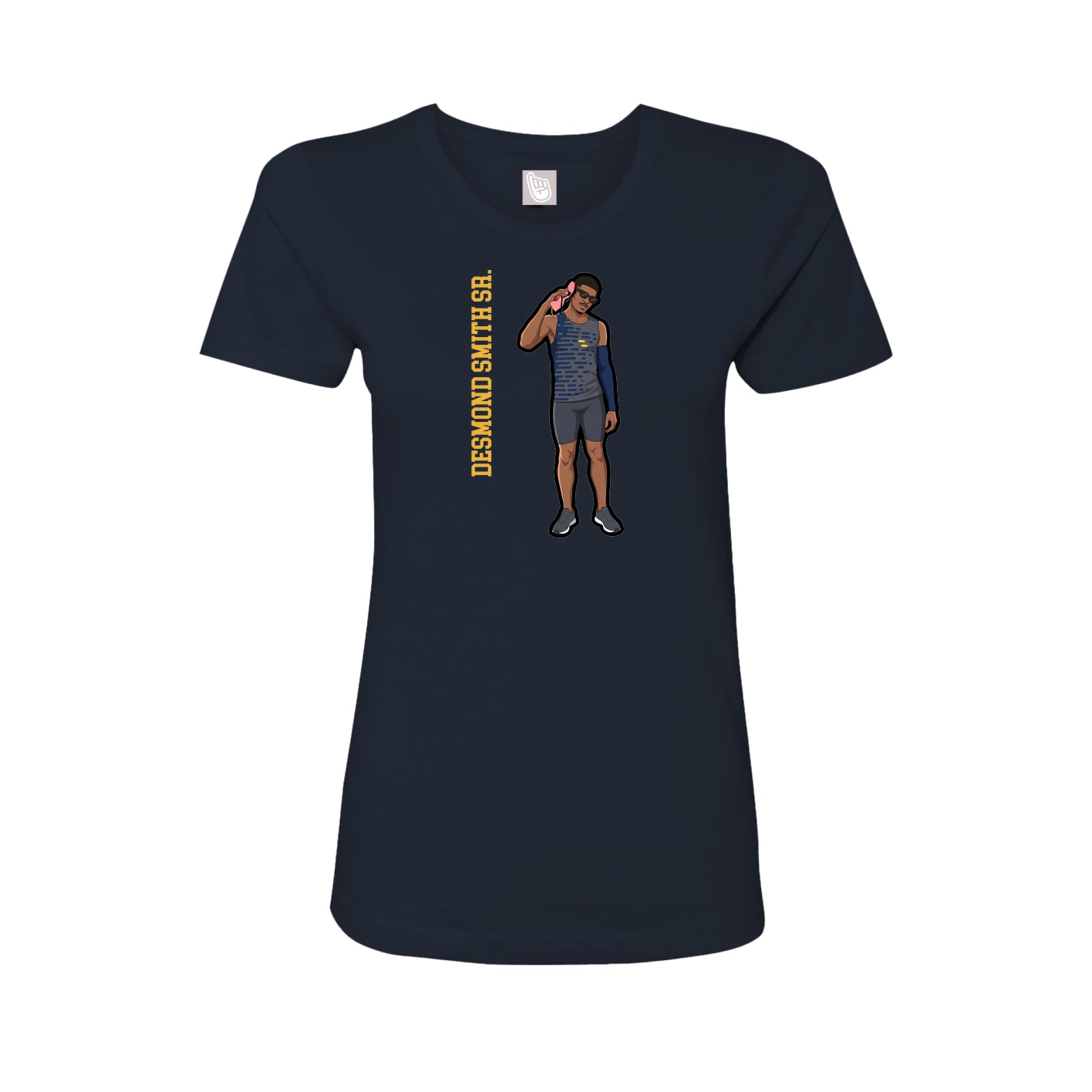 Fitted Women's Tee — Name Vertical in Navy