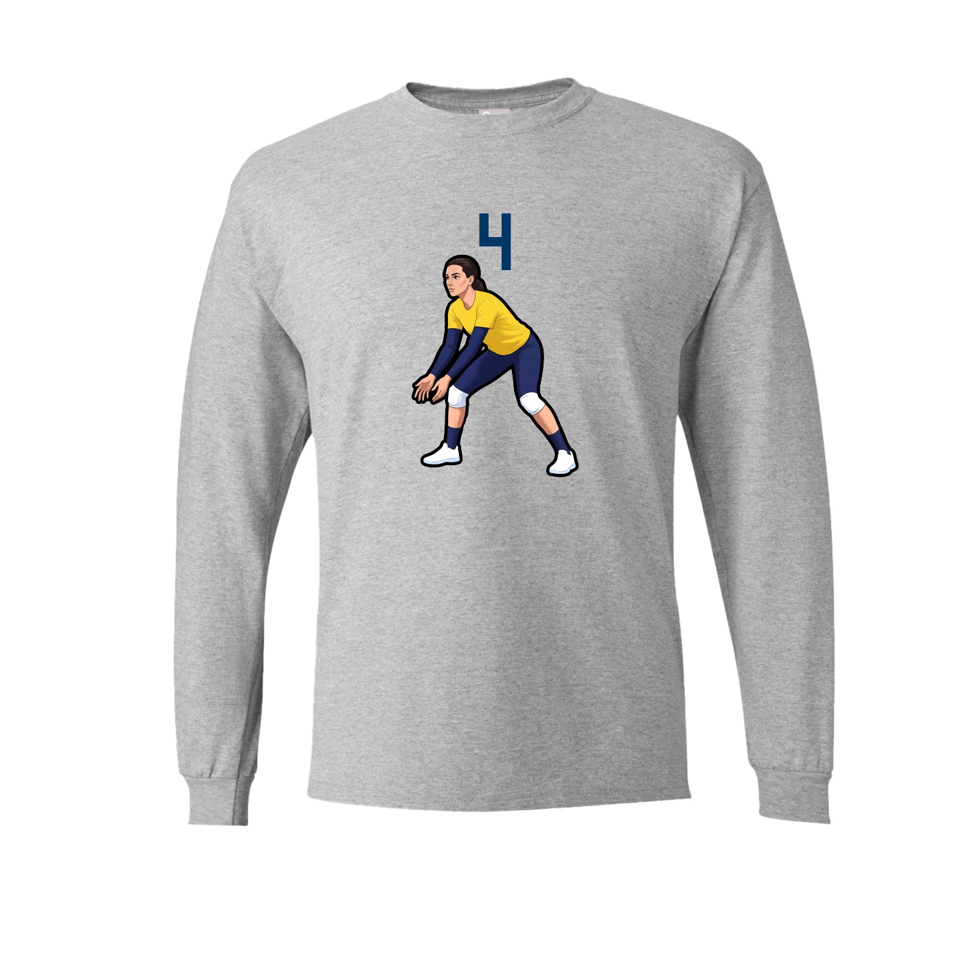 Long Sleeve Tee — Number Top in Grey