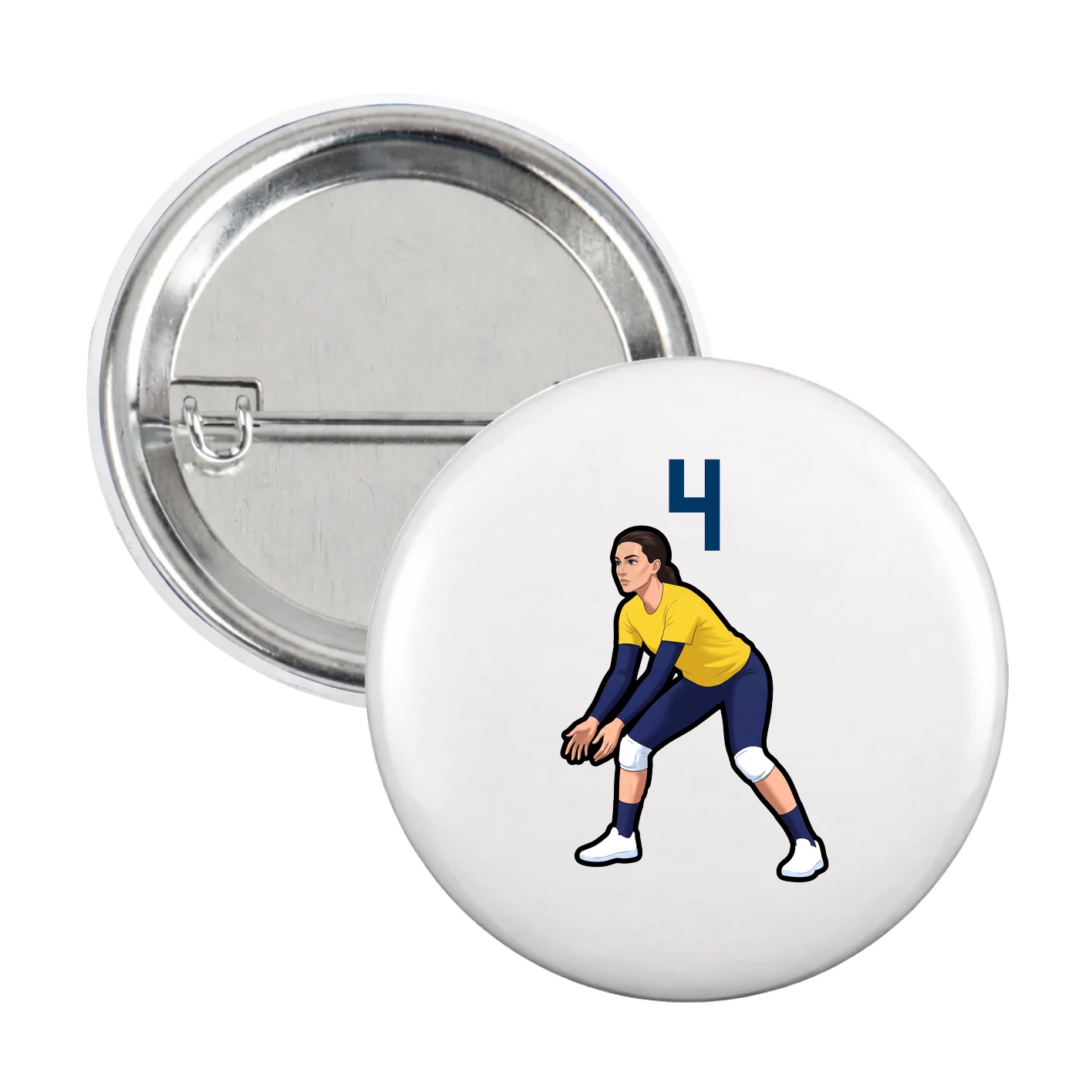 Game Day Button — Number Top in White