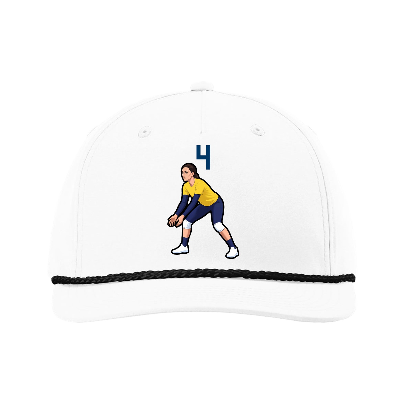 Five-Panel Classic Rope Cap — Number Top in White