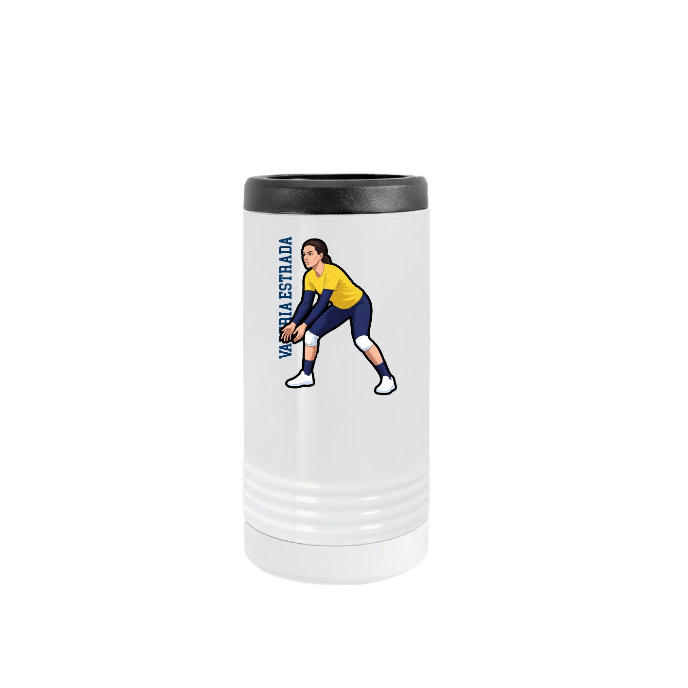 Slim Beverage Holder — Name Vertical in White