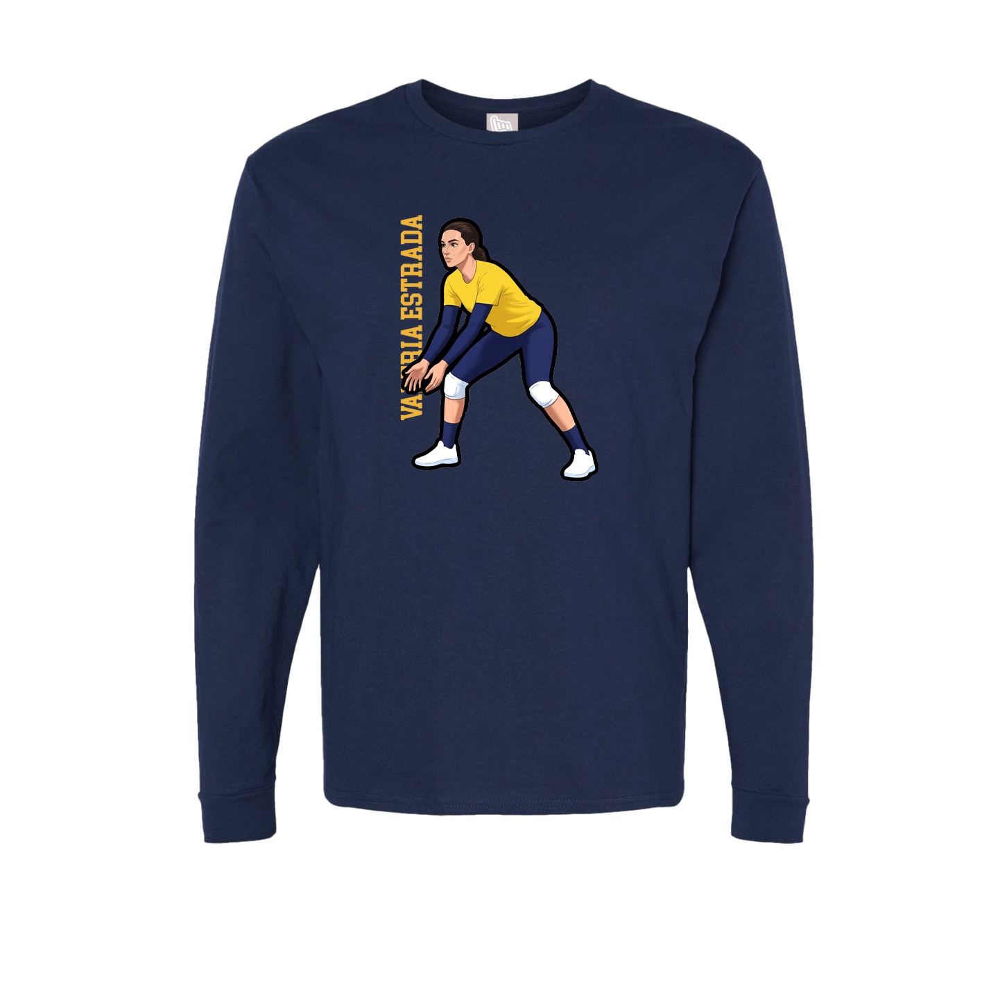 Long Sleeve Tee — Name Vertical in Navy