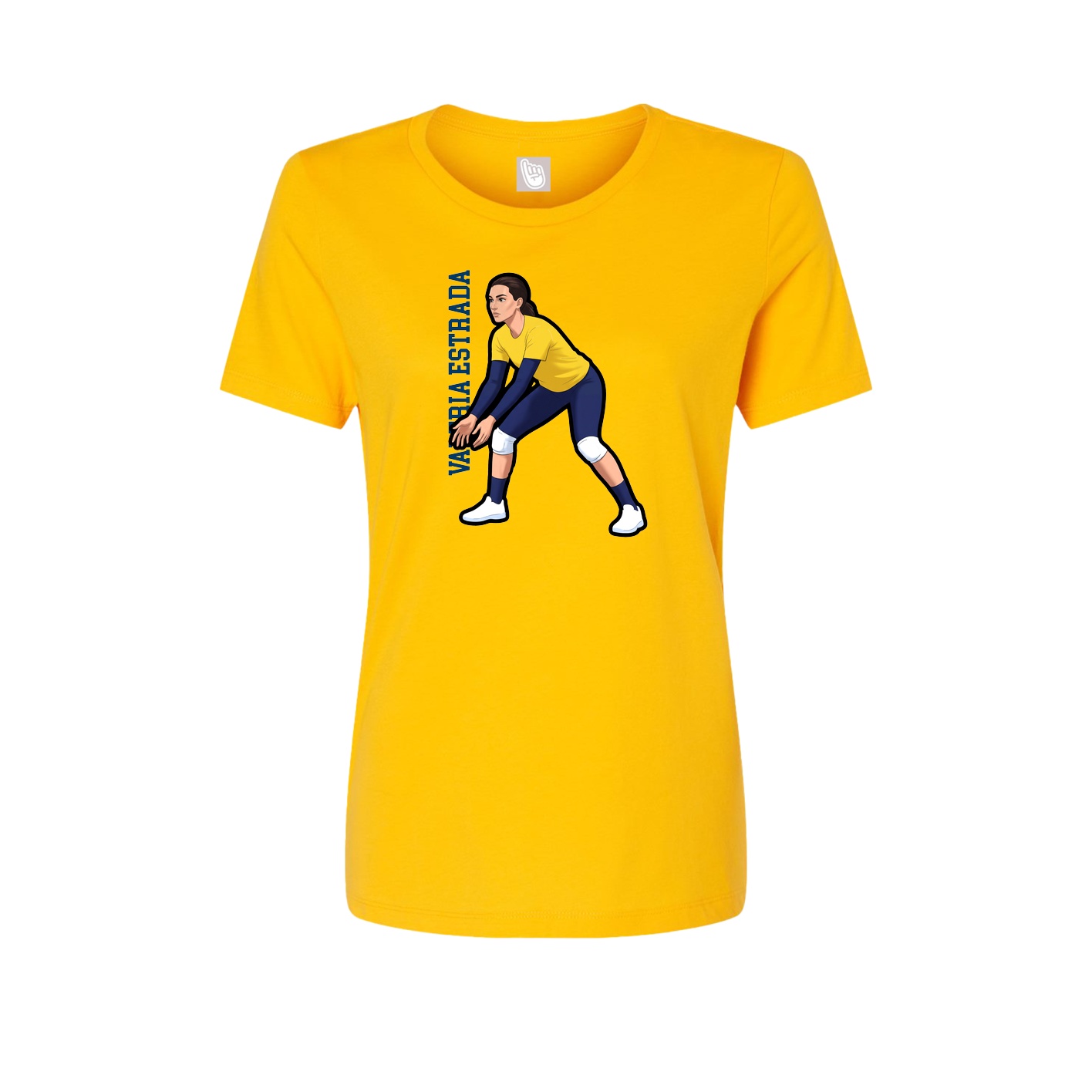 Fitted Women's Tee — Name Vertical in Gold
