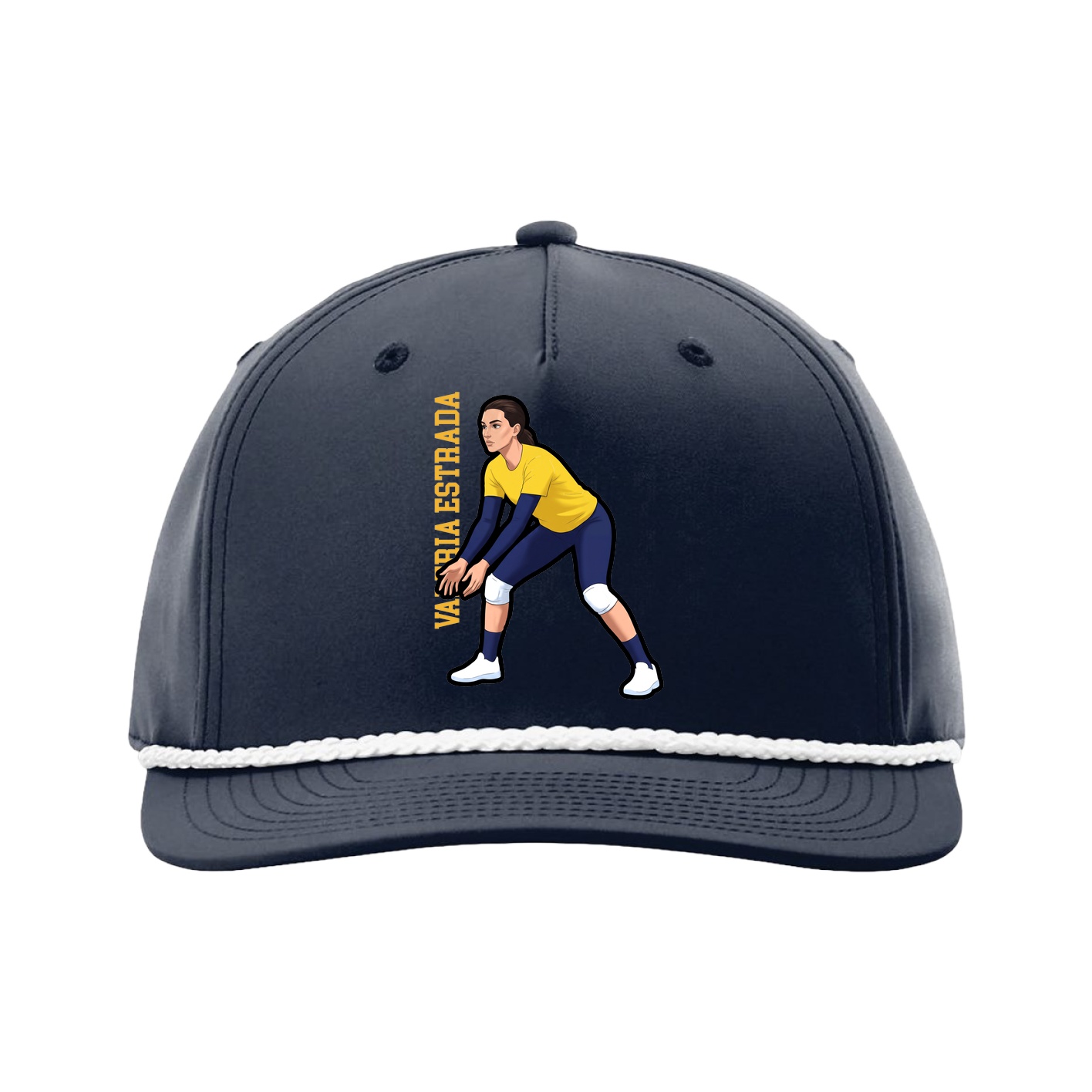 Five-Panel Classic Rope Cap — Name Vertical in Navy