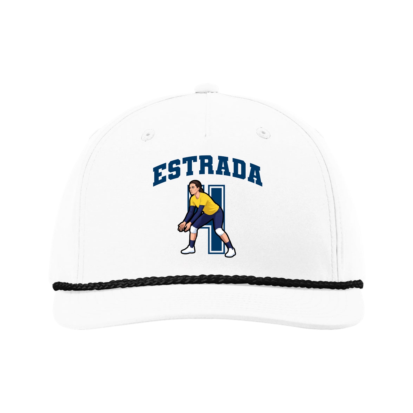 Five-Panel Classic Rope Cap — Number in White