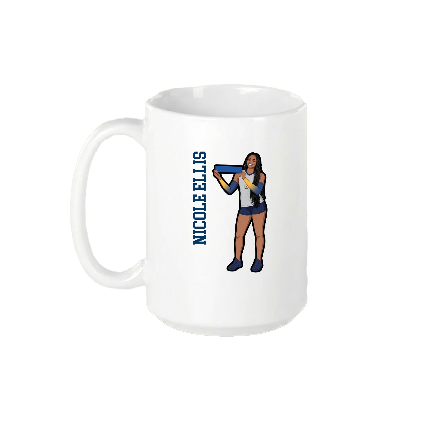 15oz Coffee Mug — Name Vertical in White