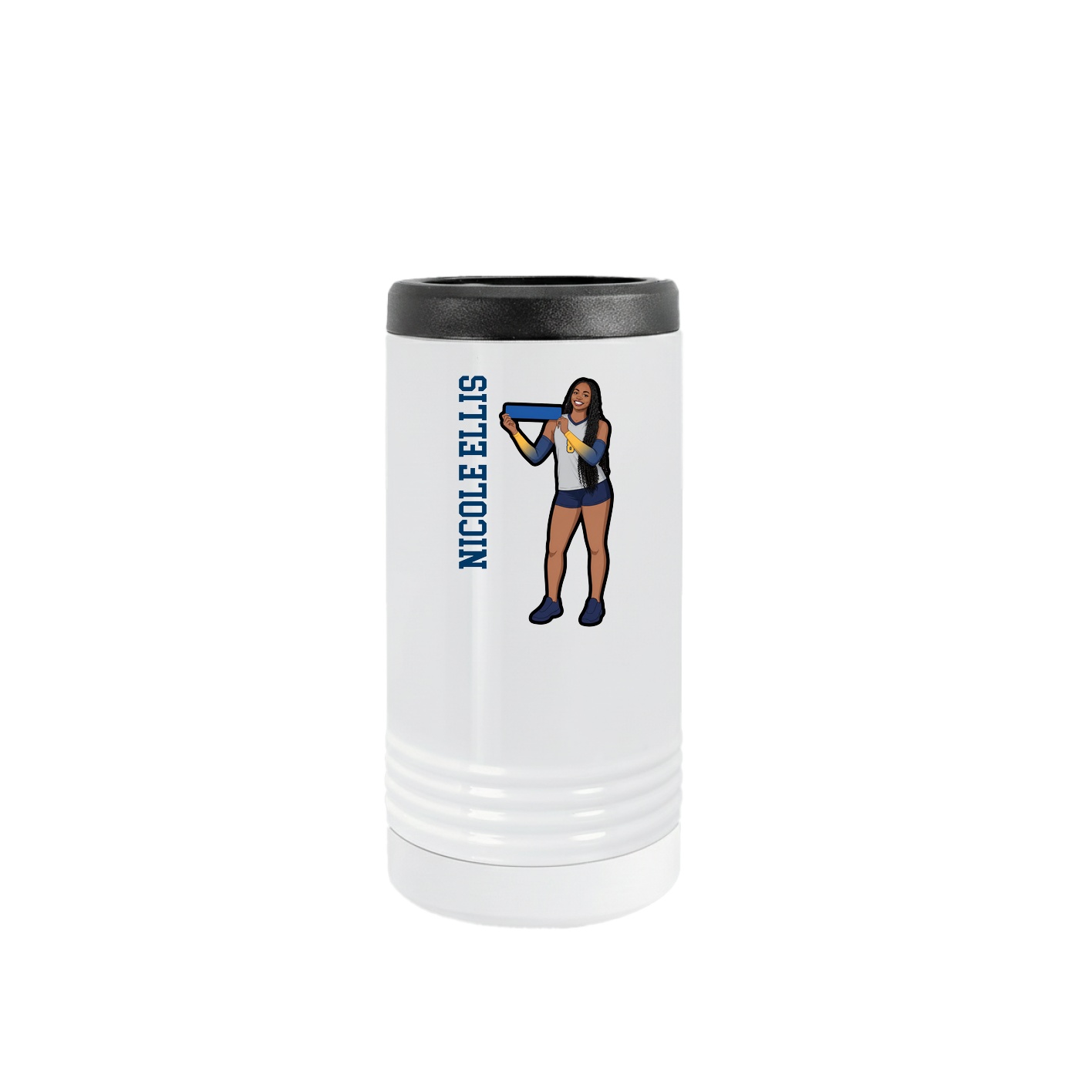 Slim Beverage Holder — Name Vertical in White