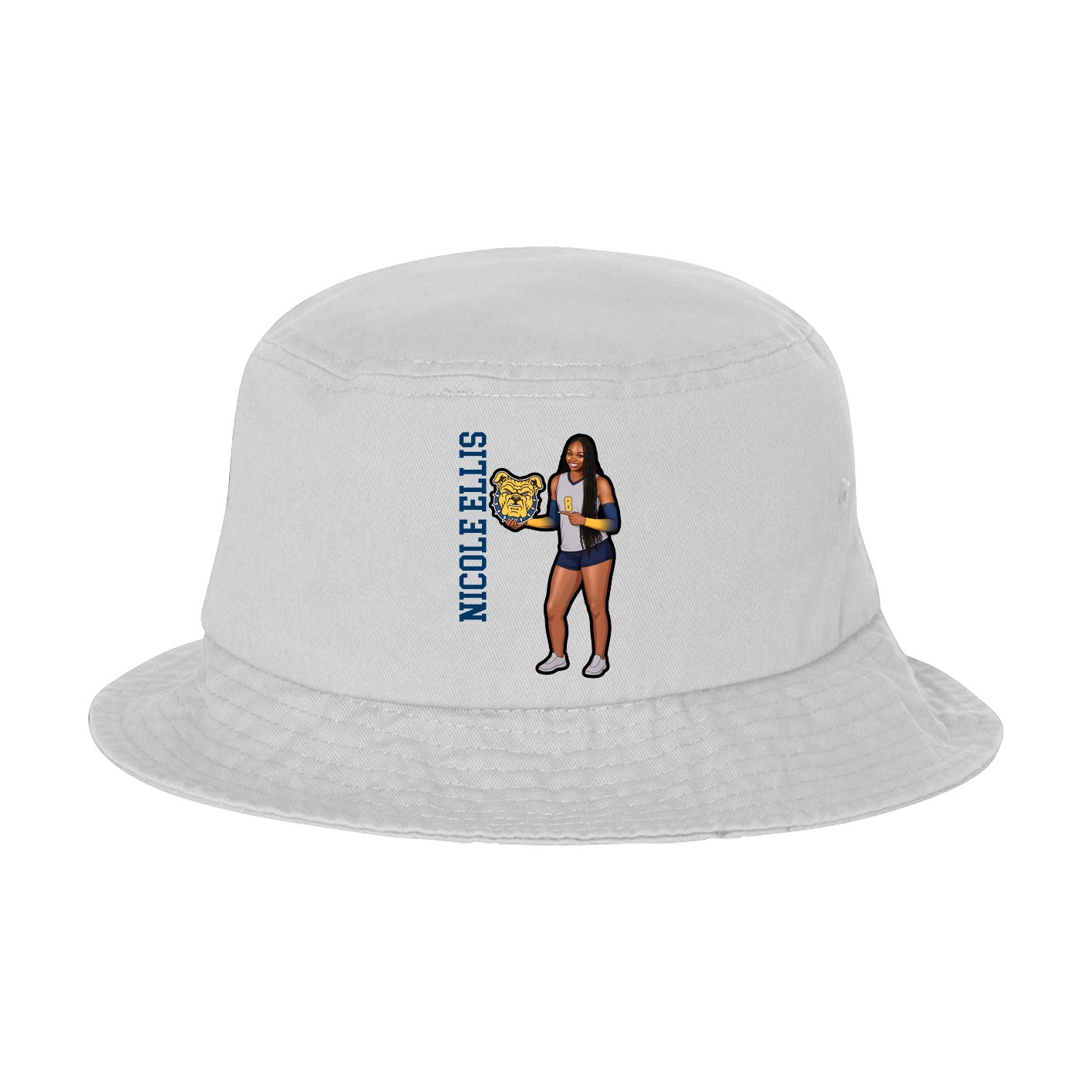 Bucket Cap — Name Vertical in White