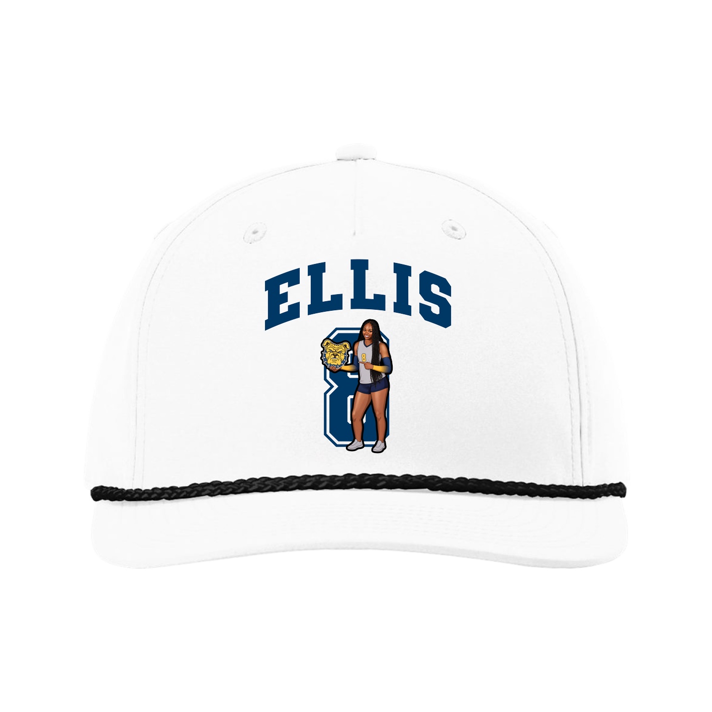 Five-Panel Classic Rope Cap — Number in White