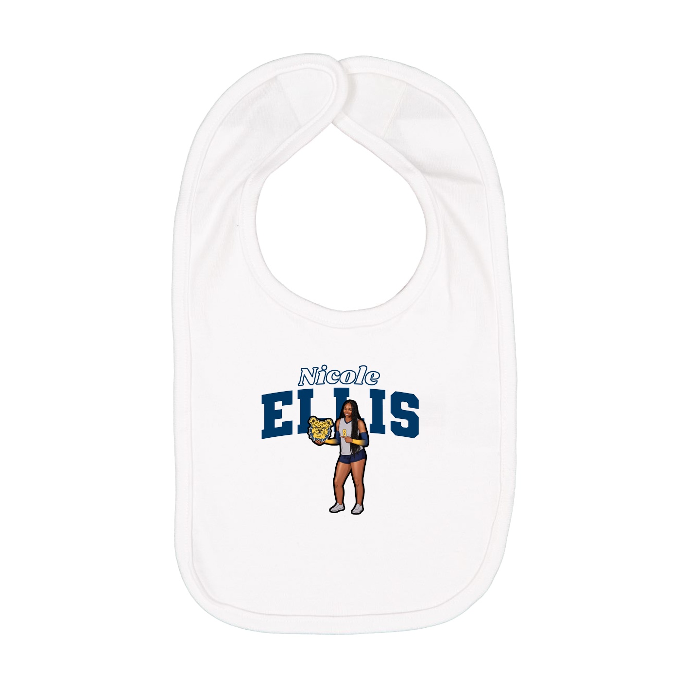 Infant Bib — Name Arch in White