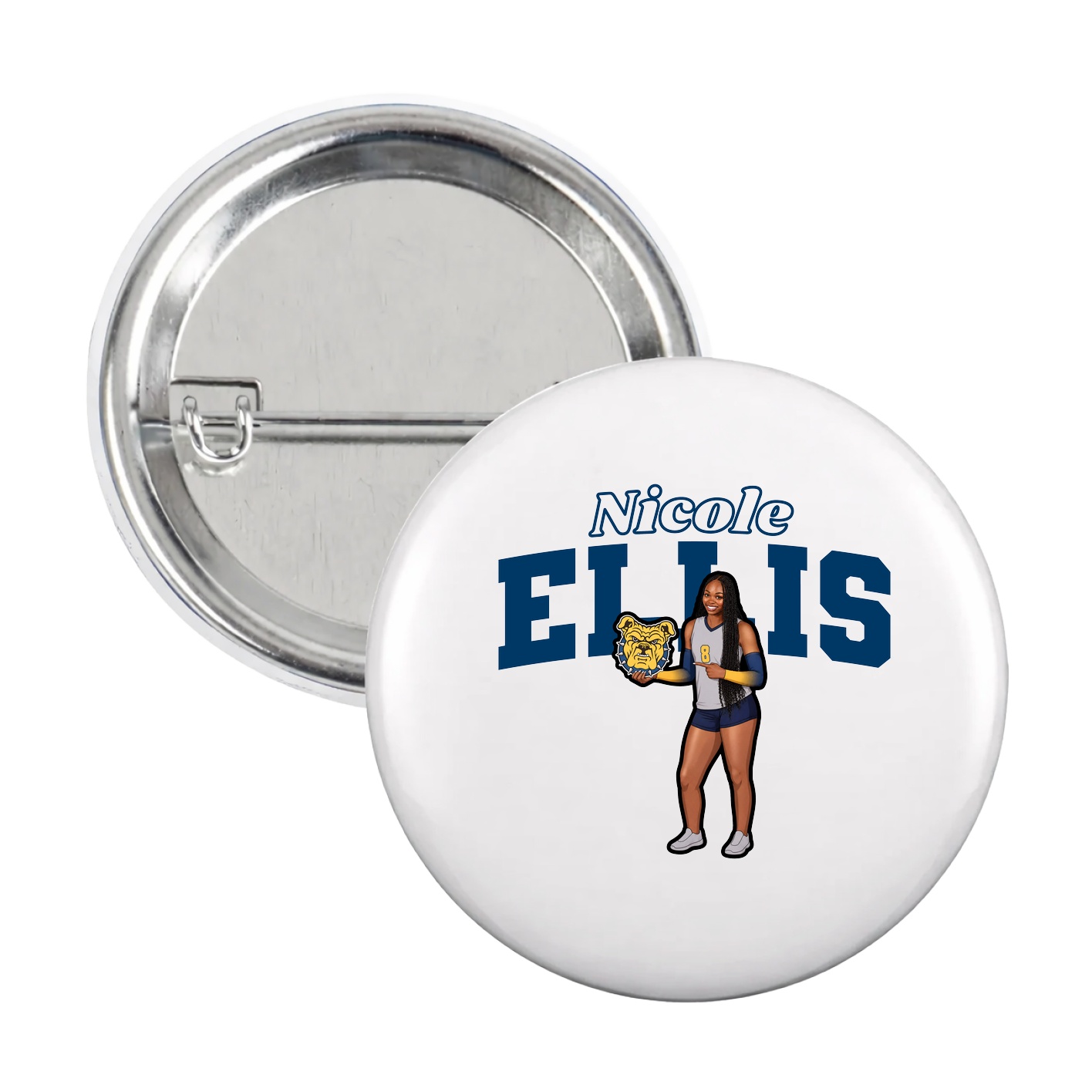 Game Day Button — Name Arch in White