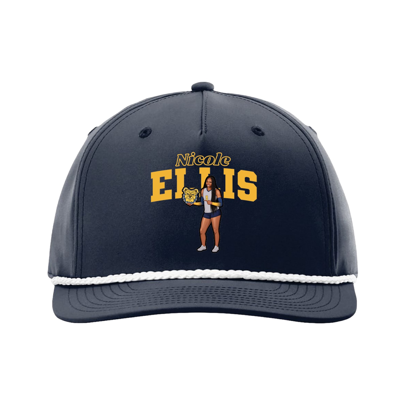 Five-Panel Classic Rope Cap — Name Arch in Navy