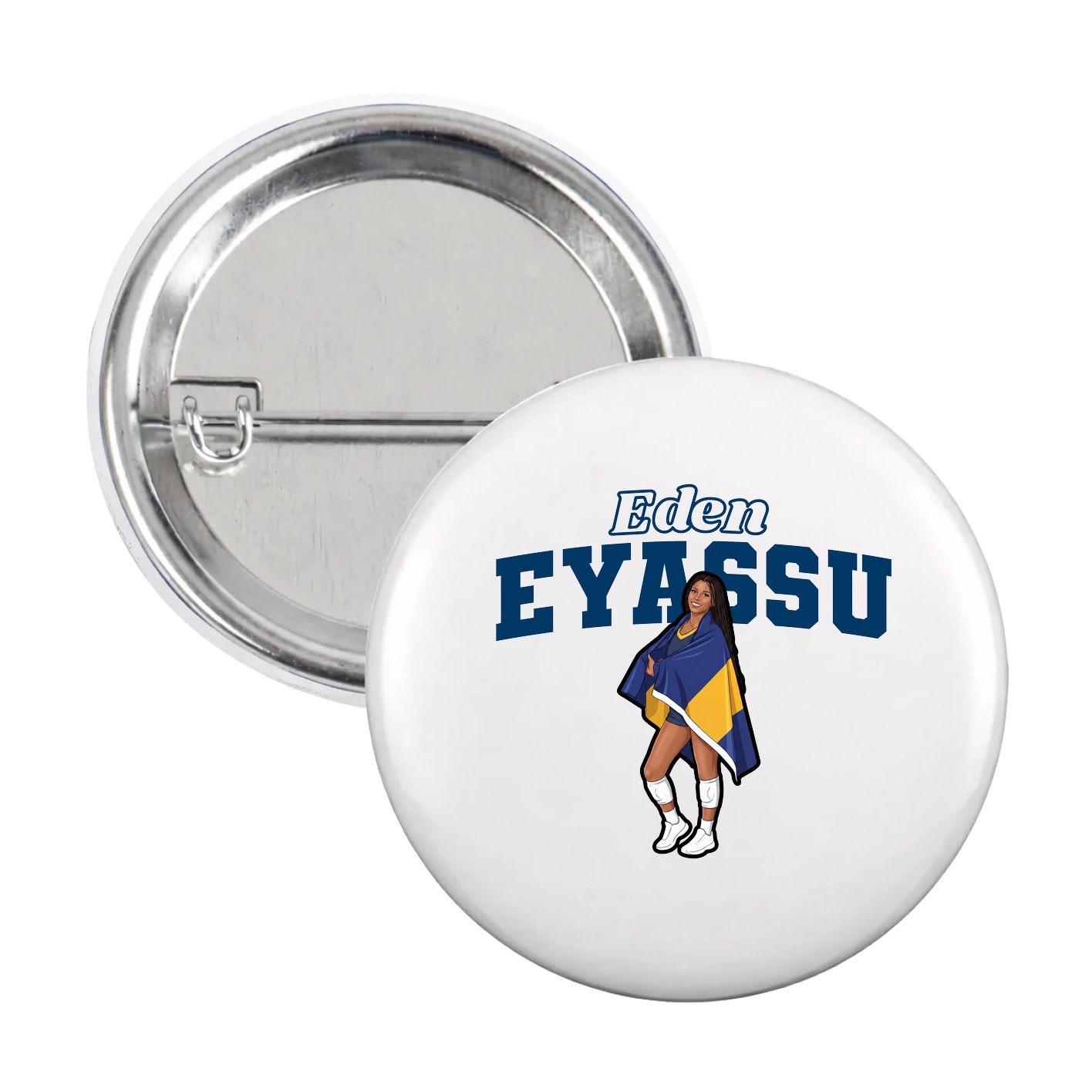 Game Day Button — Name Arch in White