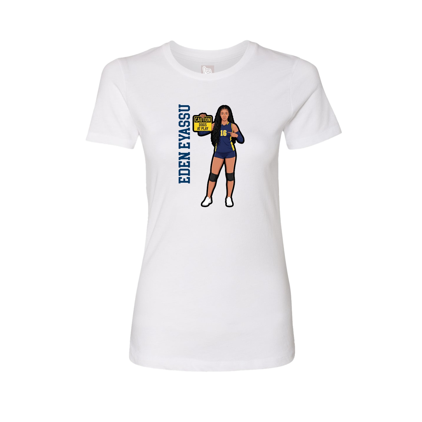Fitted Women's Tee — Name Vertical in White