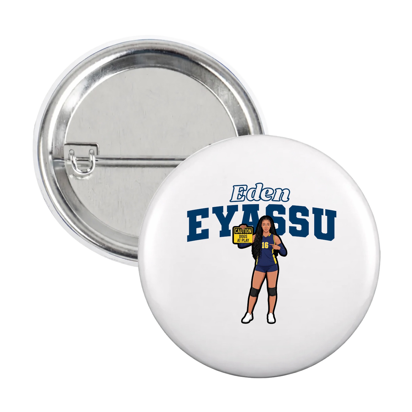 Game Day Button — Name Arch in White