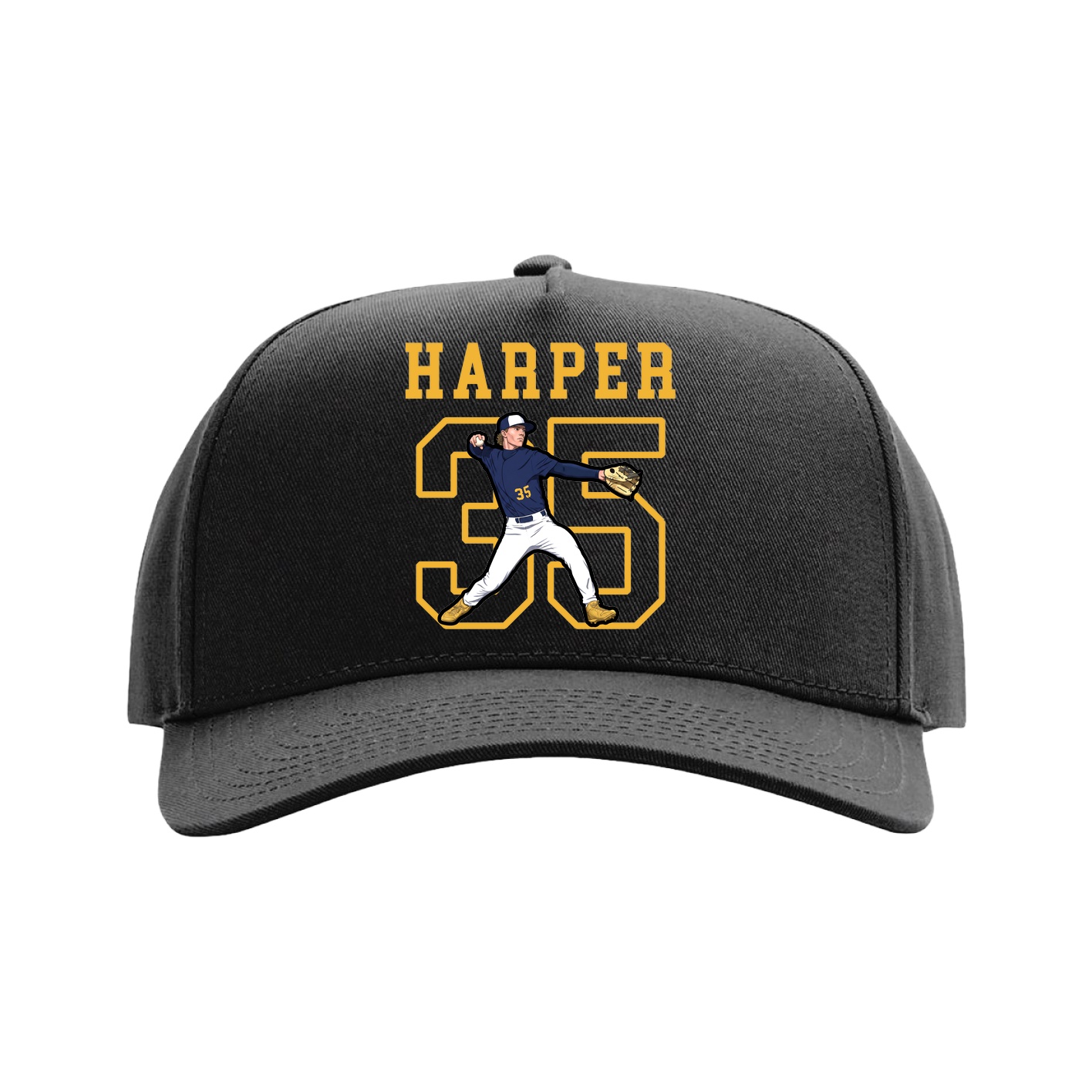 Full Fabric Five-Panel Champ Cap — Shirsey in Black