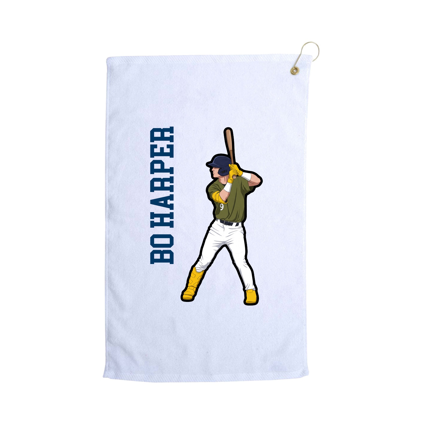 Golf Towel — Name Vertical in White