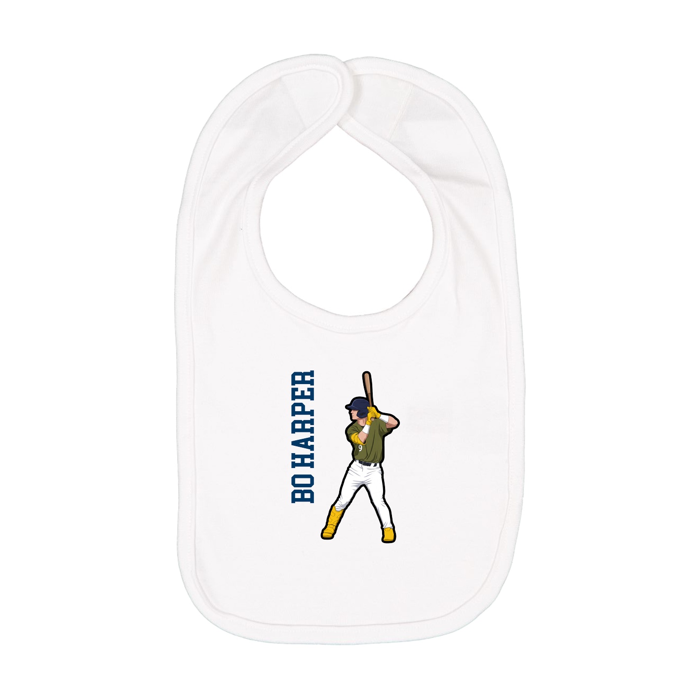 Infant Bib — Name Vertical in White