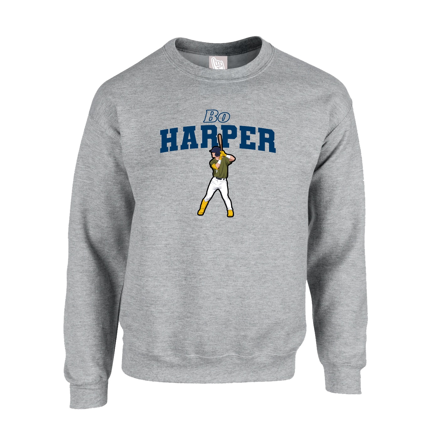 Fleece Crew — Name Arch in Grey