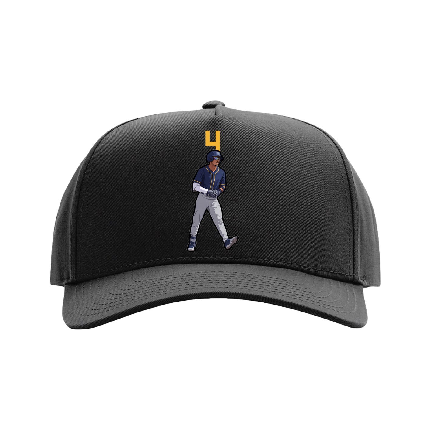 Full Fabric Five-Panel Champ Cap — Number Top in Black