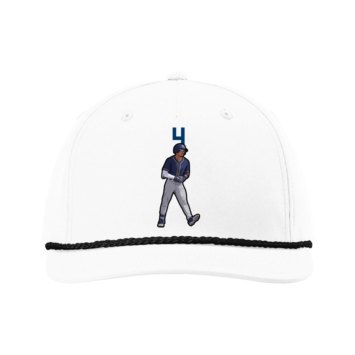 Five-Panel Classic Rope Cap — Number Top in White