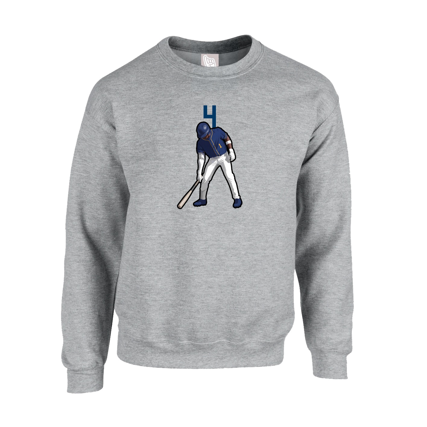 Fleece Crew — Number Top in Grey