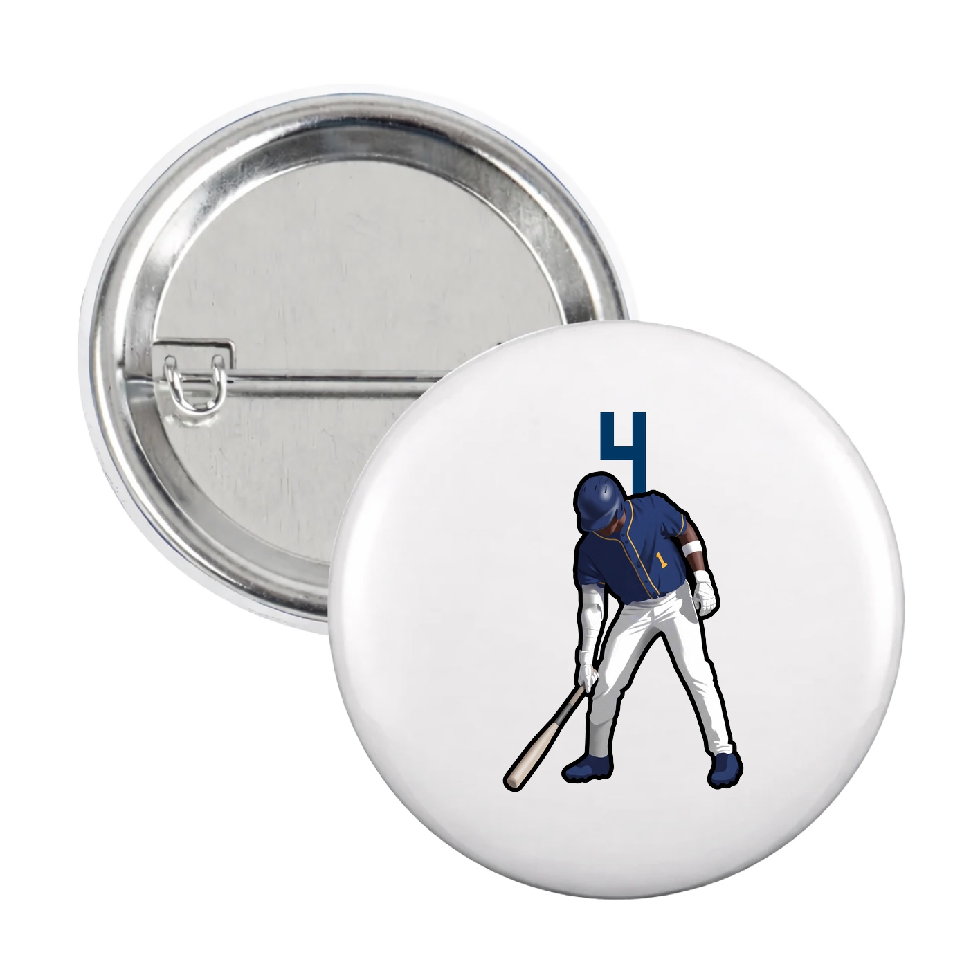 Game Day Button — Number Top in White
