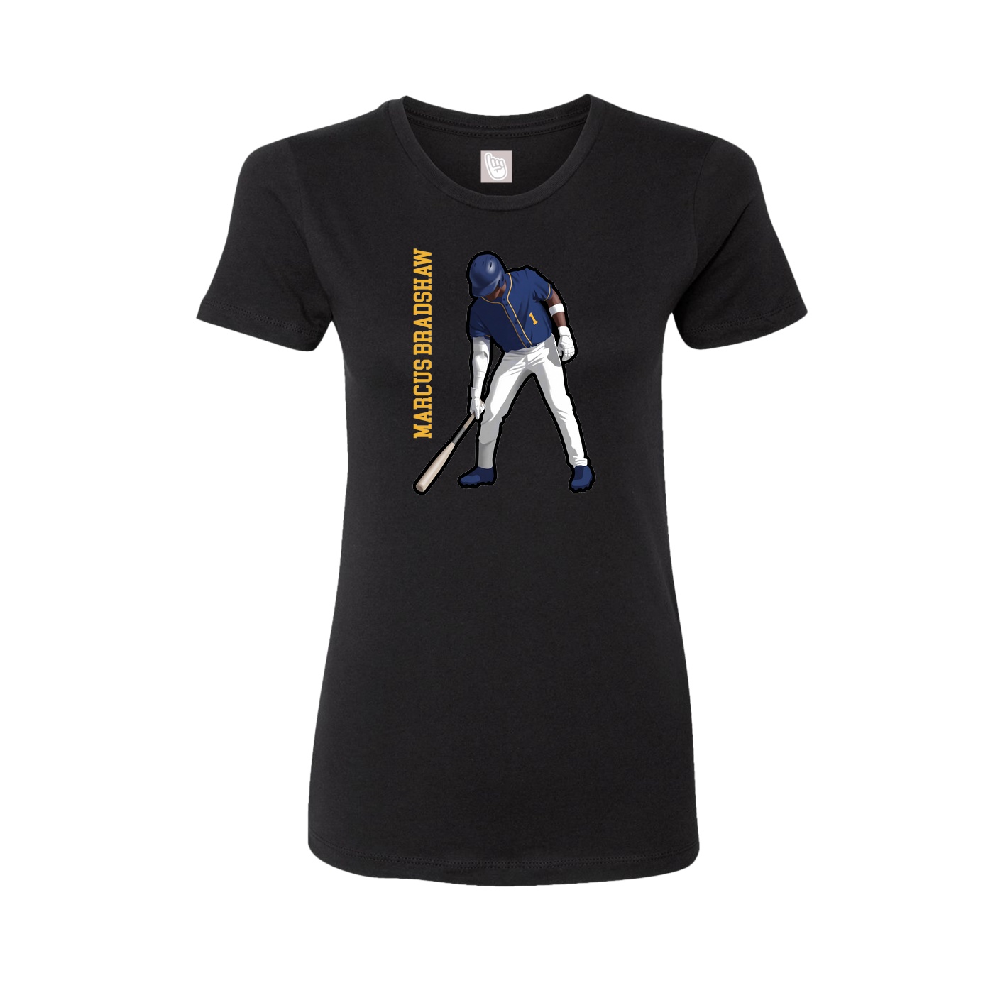 Fitted Women's Tee — Name Vertical in Black
