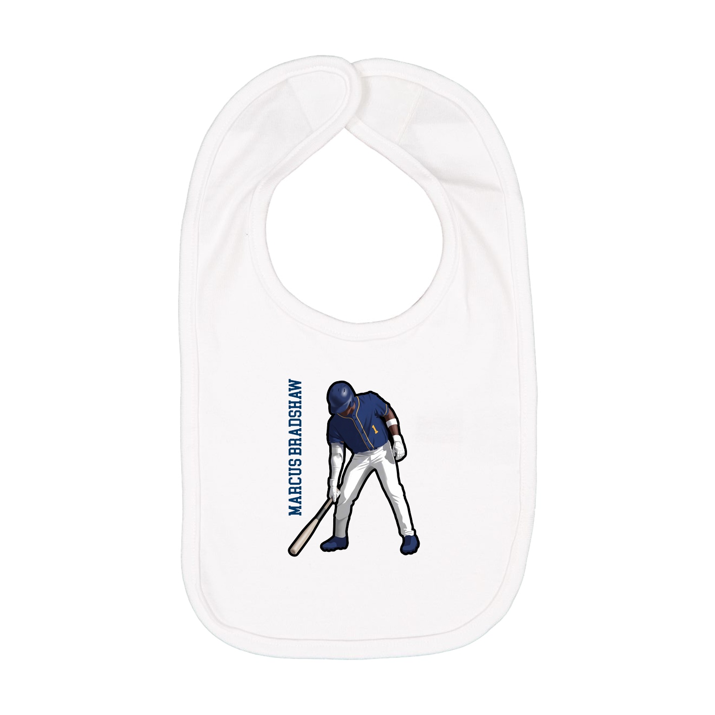 Infant Bib — Name Vertical in White